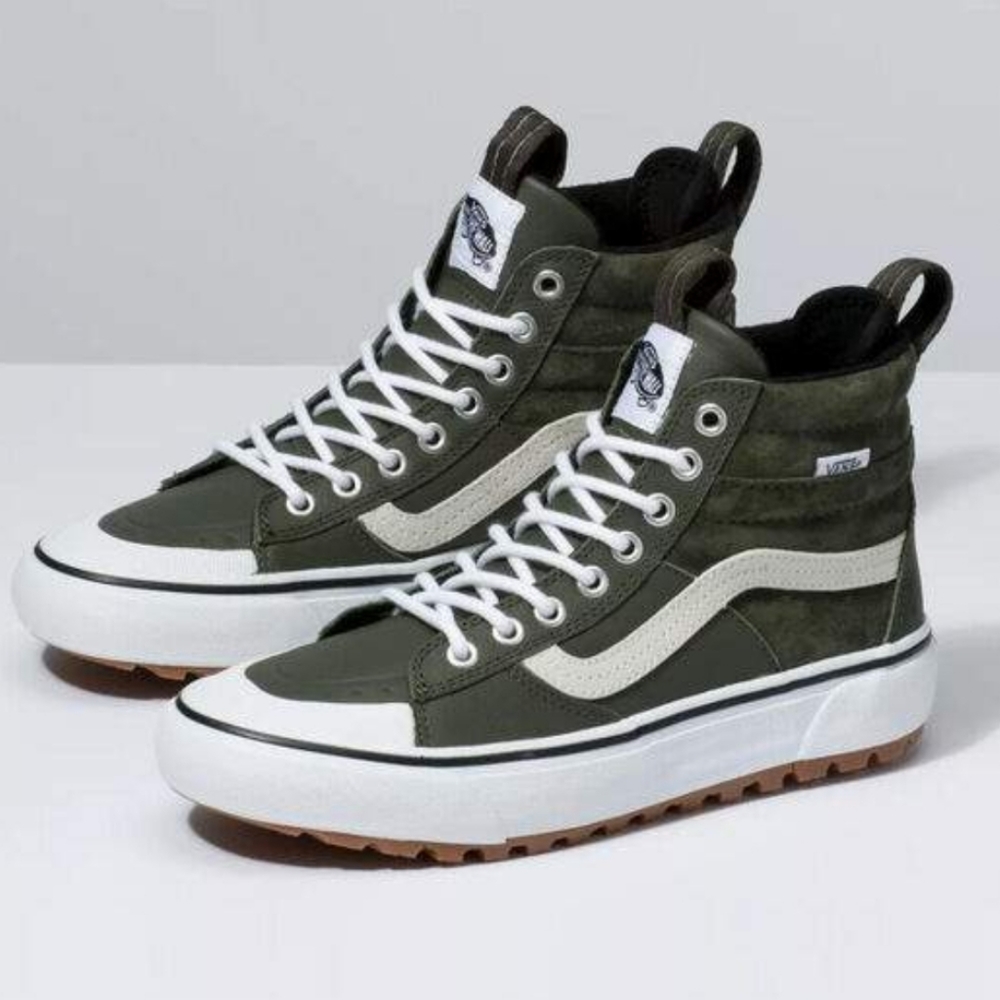 Green Weatherized Vans Sk8-Hi MTE for snow